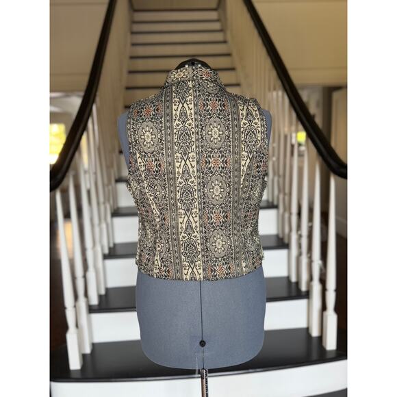 Vintage 90s Brocade Tapestry Vest SteamPunk VictorianGoth ShabbyChic Lagenlook - Picture 4 of 10